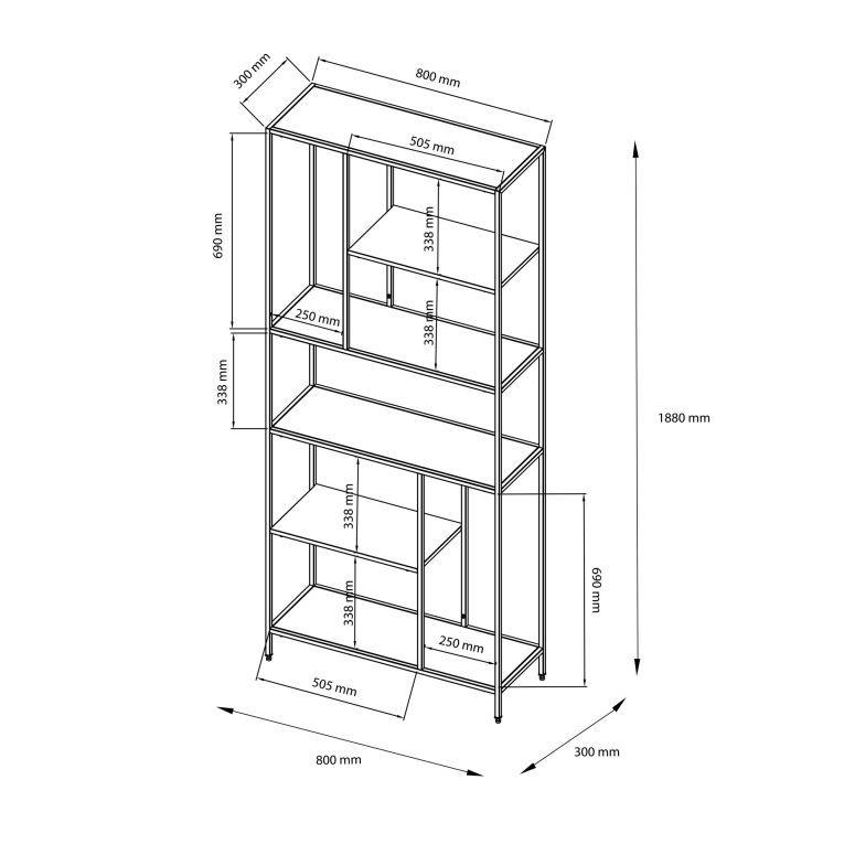 Libreria rialzata da terra ardesia 80x188h cm - Cenadi