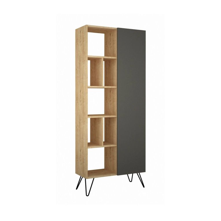 Libreria rialzata quercia e antracite 79x190h cm - Lince