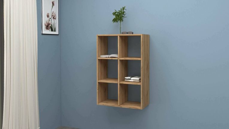 Libreria Rodrigo, Mobile con ripiani, Biblioteca da ufficio, 100% Made in Italy, Rovere, cm 60x25h90