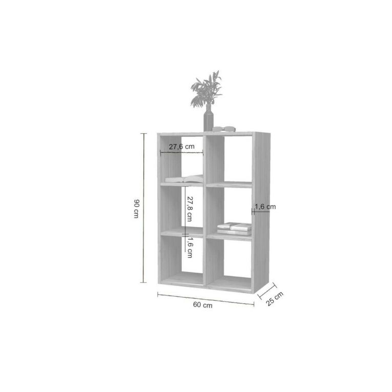 Libreria Rodrigo, Mobile con ripiani, Biblioteca da ufficio, 100% Made in Italy, Rovere, cm 60x25h90