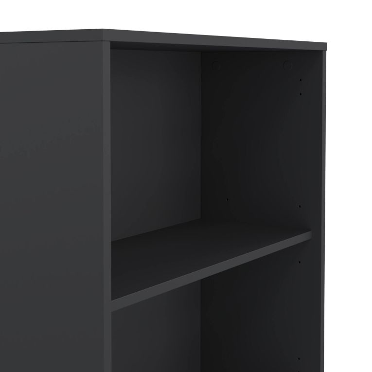 Libreria Rosalie, Scaffale da ufficio, Mobile portalibri, Biblioteca, 34x80 h205 cm, Rovere e Grigio