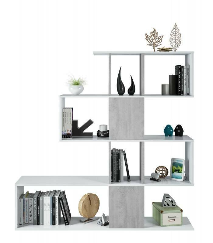 Libreria salvaspazio bianca e cemento 145x145h cm - Aracnidi