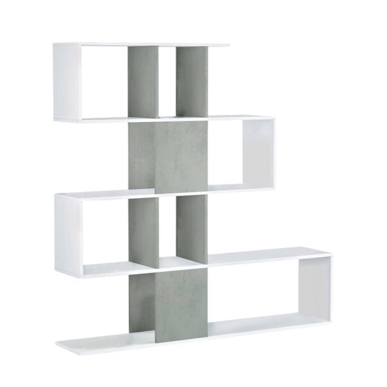 Libreria salvaspazio bianca e cemento 145x145h cm - Aracnidi