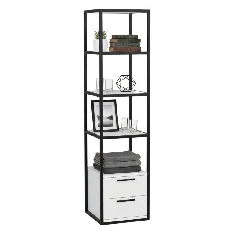 Libreria salvaspazio bianca e nera 39x169h cm - Arsim