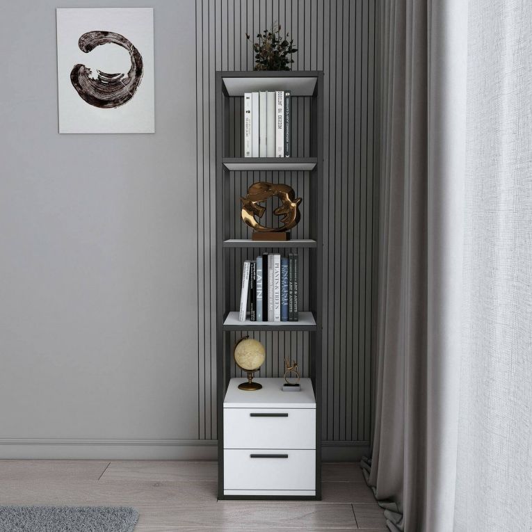 Libreria salvaspazio bianca e nera 39x169h cm - Arsim