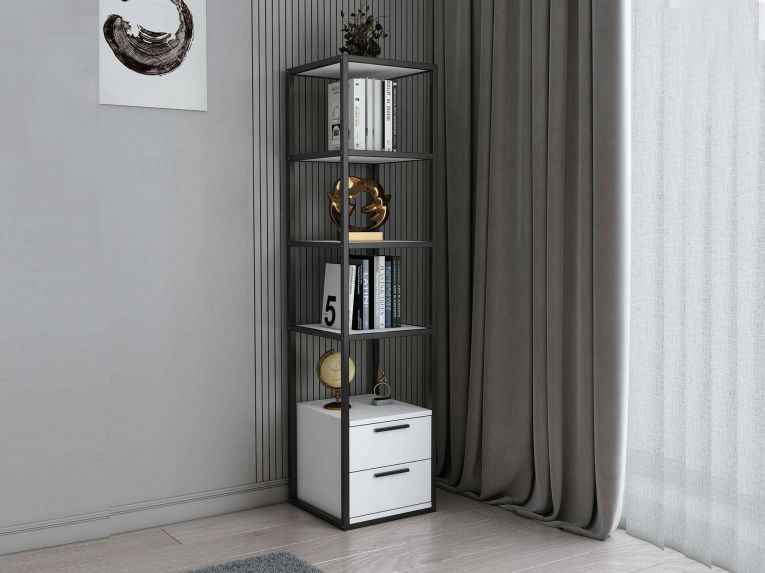 Libreria salvaspazio bianca e nera 39x169h cm - Arsim