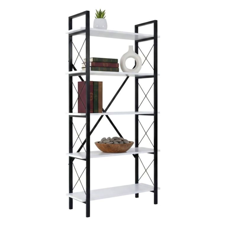 Libreria salvaspazio bianca e nera 90x180h cm - Suriel
