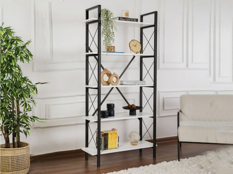 Libreria salvaspazio bianca e nera 90x180h cm - Suriel