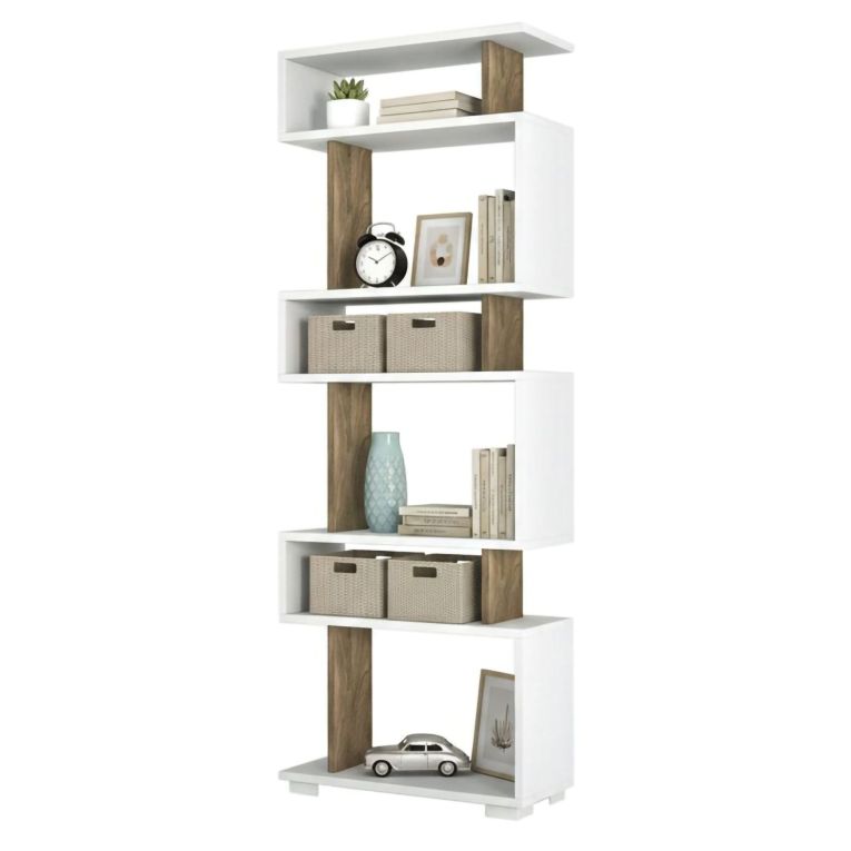Libreria salvaspazio bianca e noce 60x165h cm - Doralice