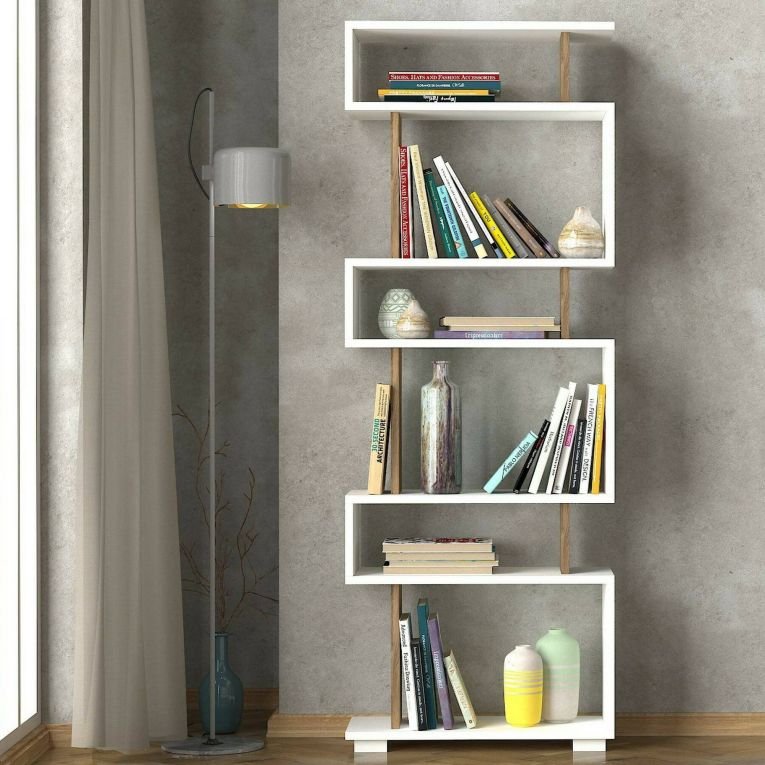 Libreria salvaspazio bianca e noce 60x165h cm - Doralice