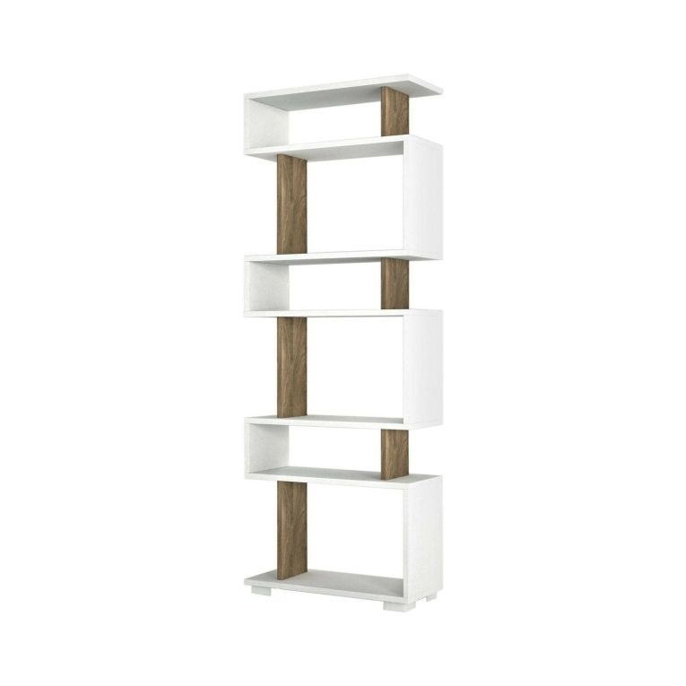 Libreria salvaspazio bianca e noce 60x165h cm - Doralice