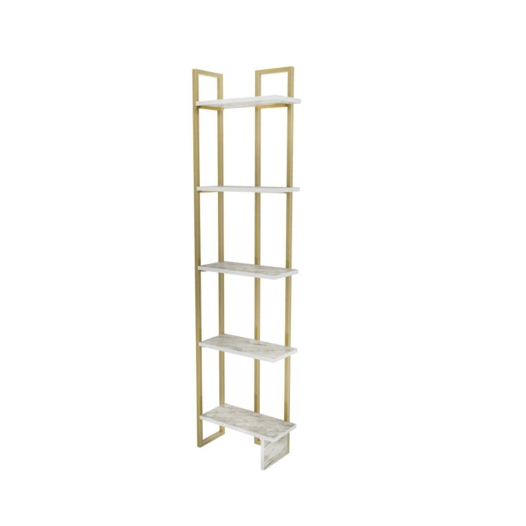 Libreria salvaspazio bianca e oro 45x180h cm - Giraffa