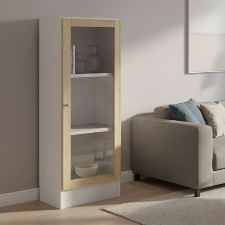 Libreria salvaspazio bianca e quercia 40x107h cm - Goring
