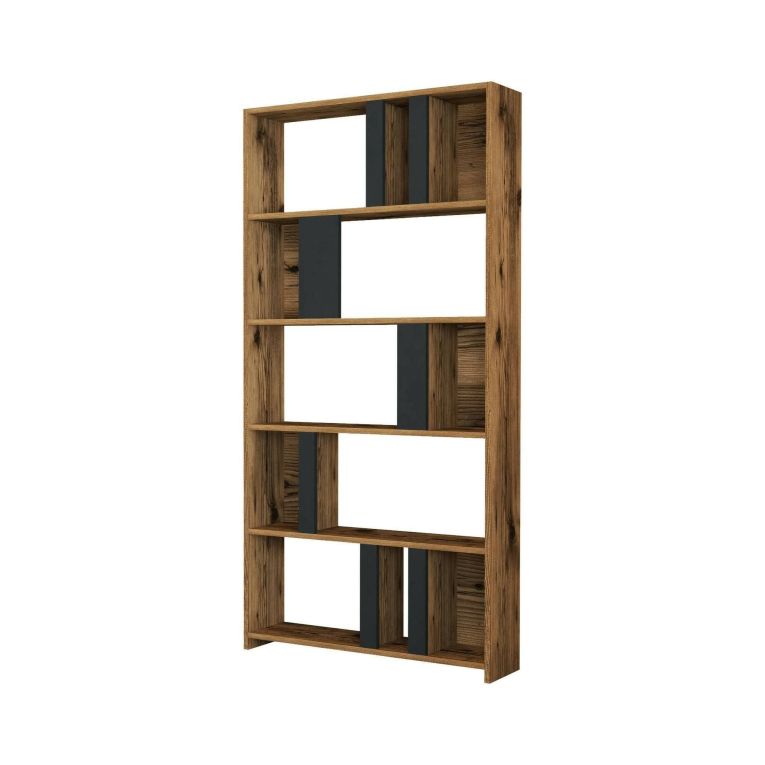 Libreria salvaspazio noce e antracite 90x180h cm - Scapolita