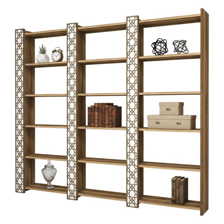 Libreria salvaspazio noce e bianca 184x170h cm - Vele