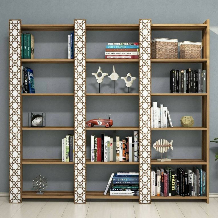 Libreria salvaspazio noce e bianca 184x170h cm - Vele