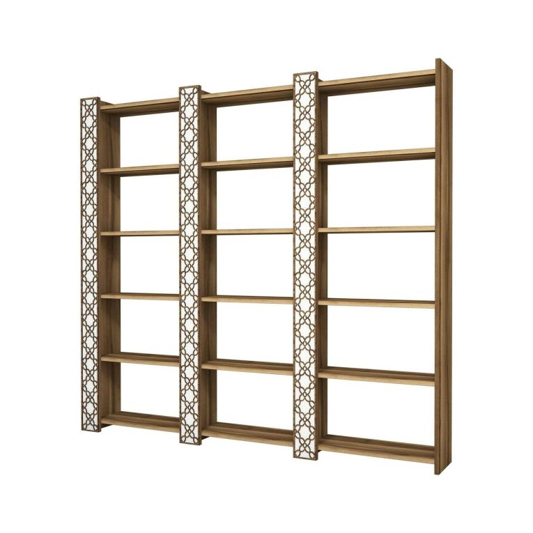 Libreria salvaspazio noce e bianca 184x170h cm - Vele