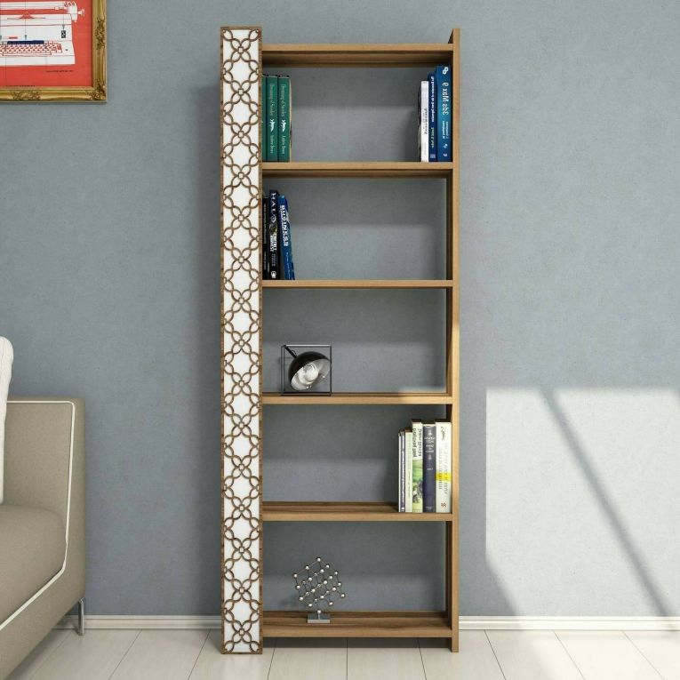 Libreria salvaspazio noce e bianca 64x170h cm - Vele