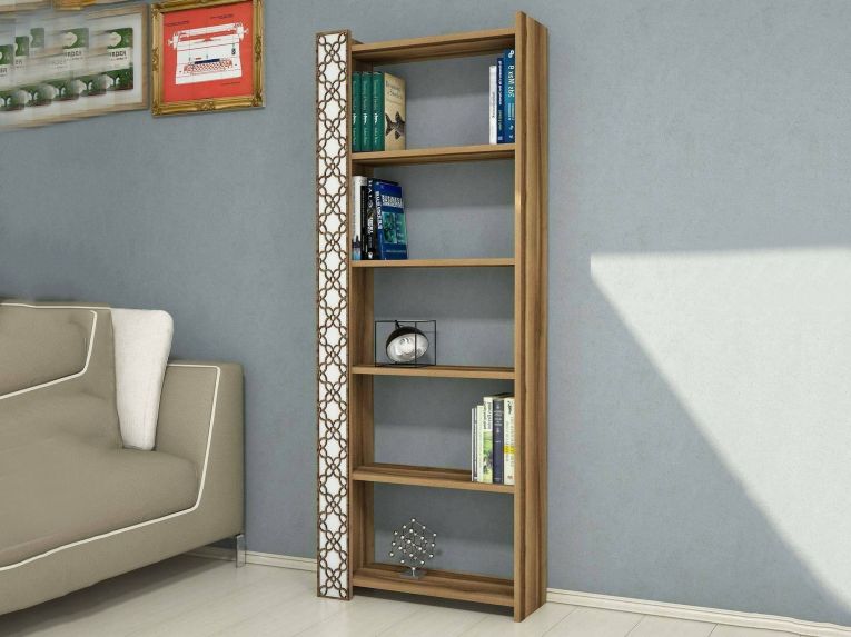 Libreria salvaspazio noce e bianca 64x170h cm - Vele