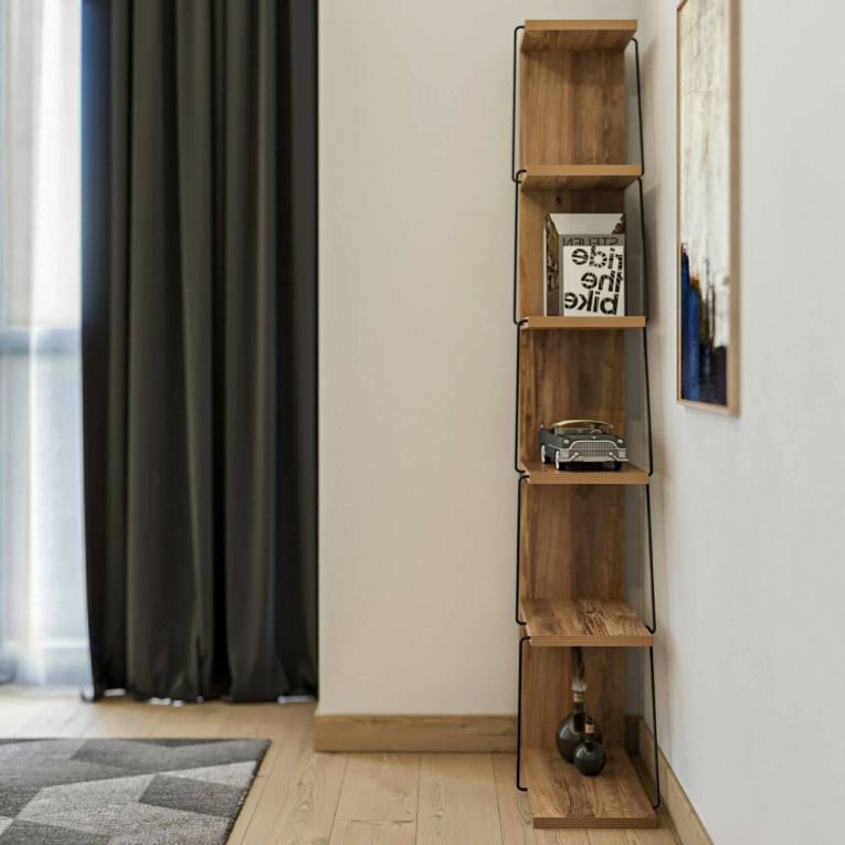 Libreria salvaspazio quercia e nera 50x150h cm - Erminia