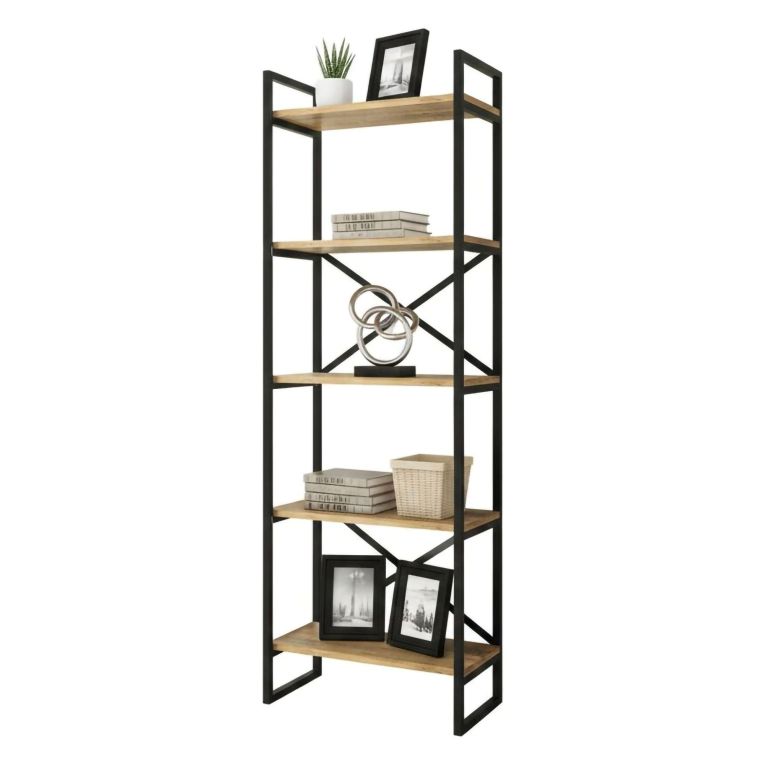 Libreria salvaspazio quercia e nera 58x175h cm - Arbus