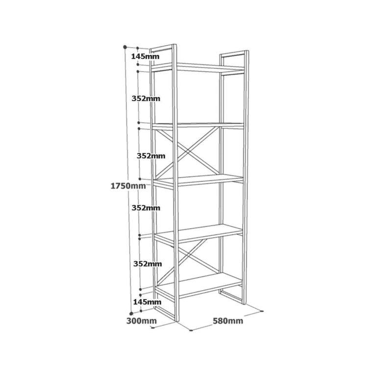 Libreria salvaspazio quercia e nera 58x175h cm - Arbus
