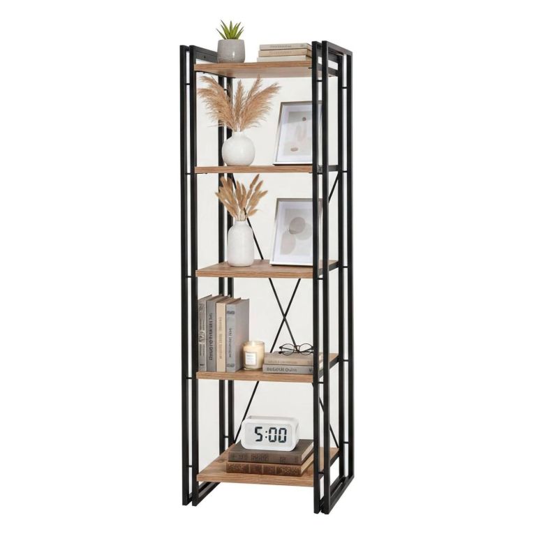 Libreria salvaspazio quercia e nera 60x180h cm - Demetria