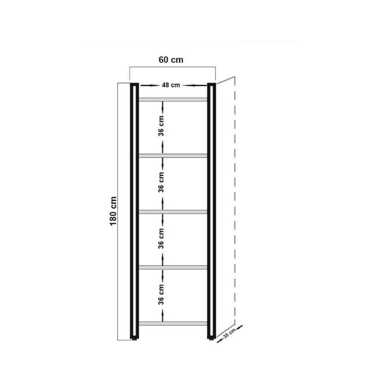Libreria salvaspazio quercia e nera 60x180h cm - Demetria