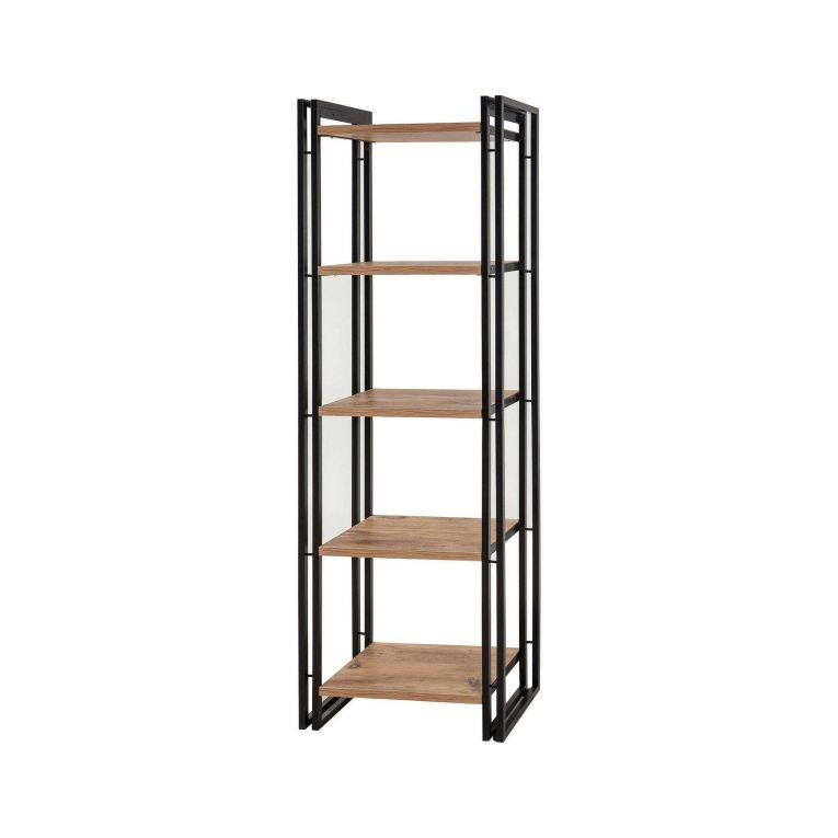 Libreria salvaspazio quercia e nera 60x180h cm - Demetria