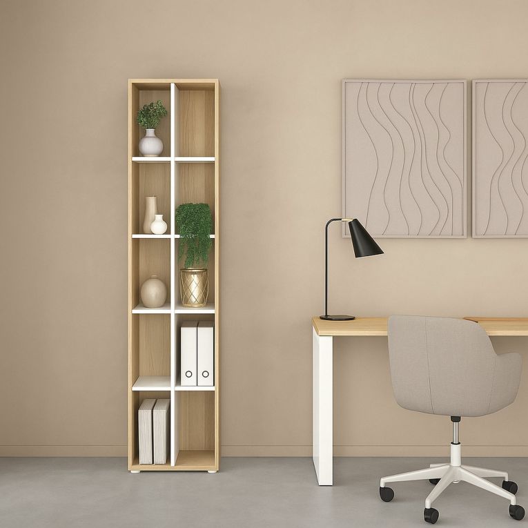 Libreria salvaspazio rovere e bianca 40x204h cm - Erevan