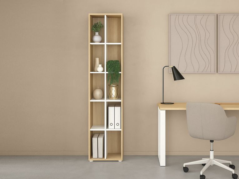 Libreria salvaspazio rovere e bianca 40x204h cm - Erevan