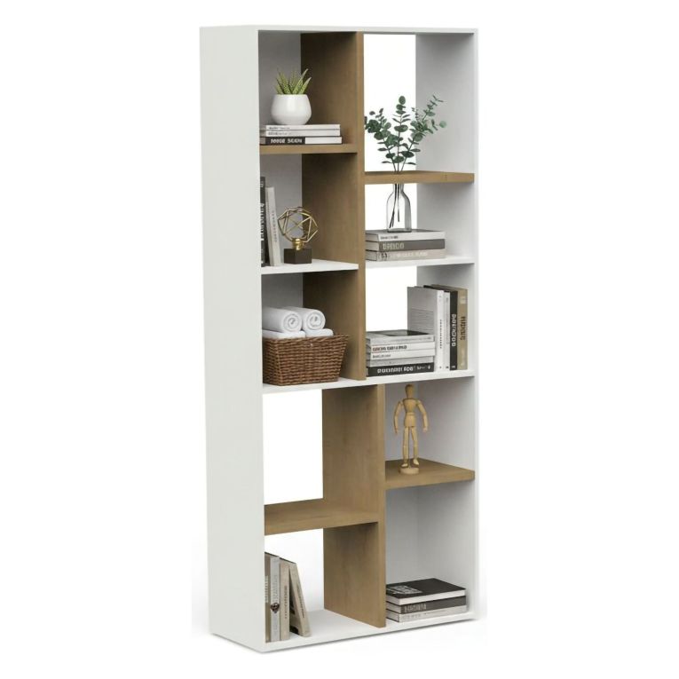 Libreria salvaspazio rovere e bianca 77x182h cm - Nisha
