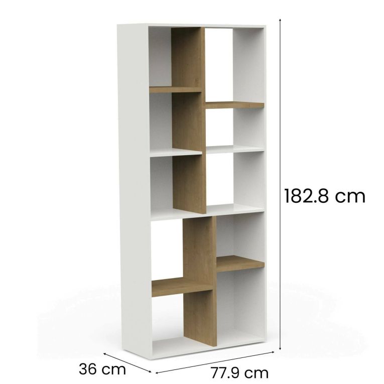 Libreria salvaspazio rovere e bianca 77x182h cm - Nisha