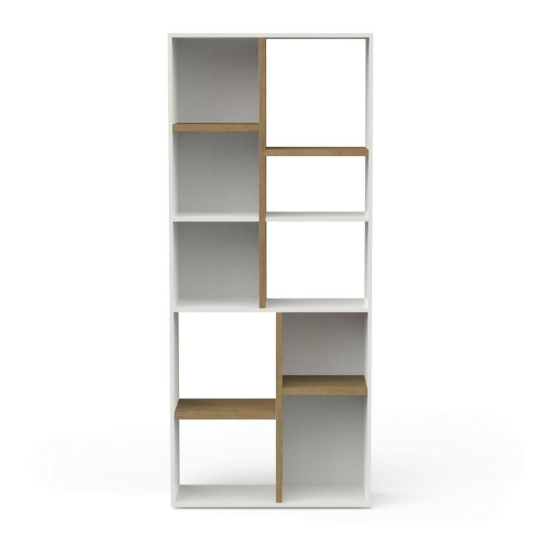 Libreria salvaspazio rovere e bianca 77x182h cm - Nisha