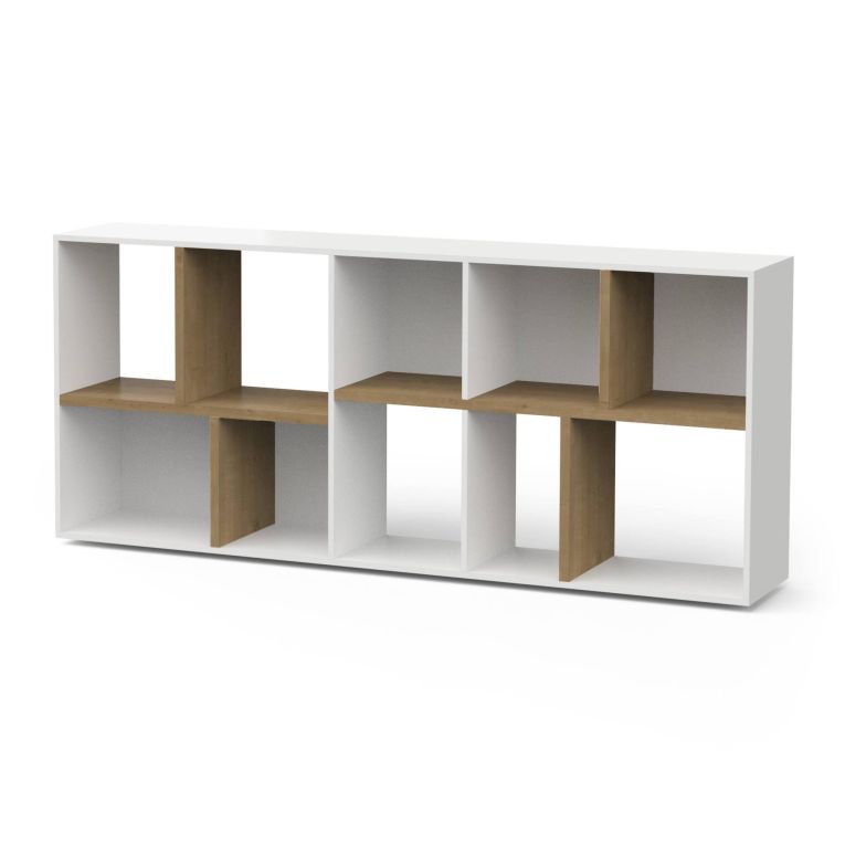 Libreria salvaspazio rovere e bianca 77x182h cm - Nisha