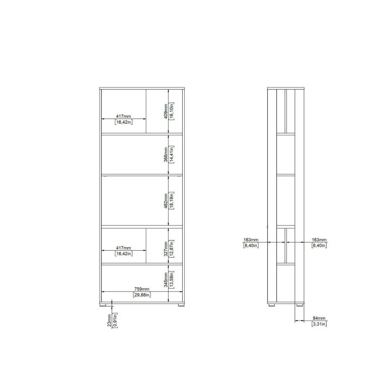 Libreria salvaspazio rovere e grigia 79x204h cm - MuGuiying
