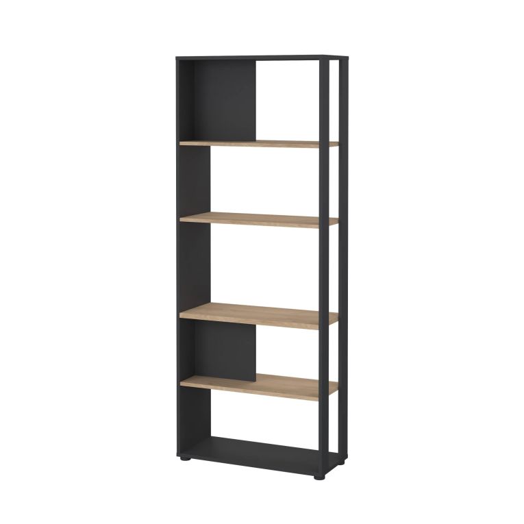 Libreria salvaspazio rovere e grigia 79x204h cm - MuGuiying