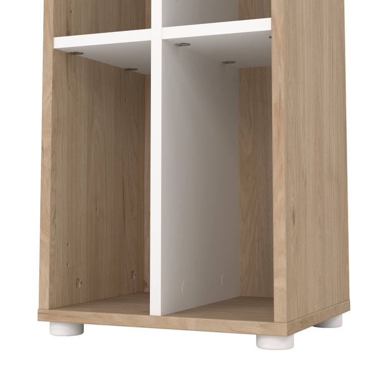 Libreria Sophie, Scaffale da ufficio, Mobile portalibri, Biblioteca, 34x41 h205 cm, Rovere e Bianco