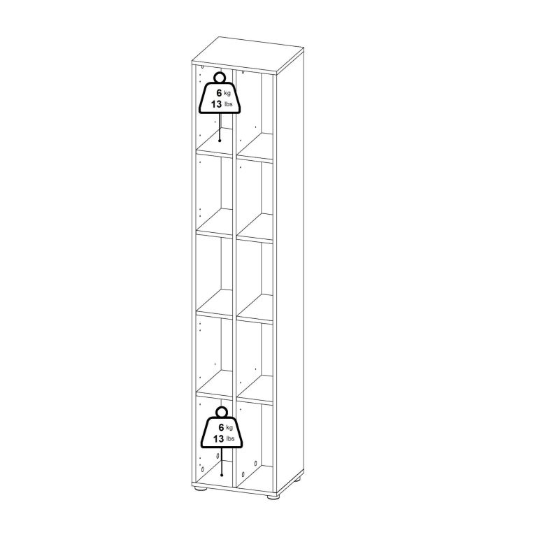 Libreria Sophie, Scaffale da ufficio, Mobile portalibri, Biblioteca, 34x41 h205 cm, Rovere e Bianco