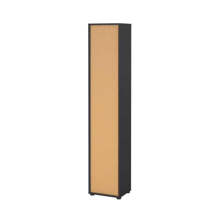Libreria Sophie, Scaffale da ufficio, Mobile portalibri, Biblioteca, 34x41 h205 cm, Rovere e Grigio