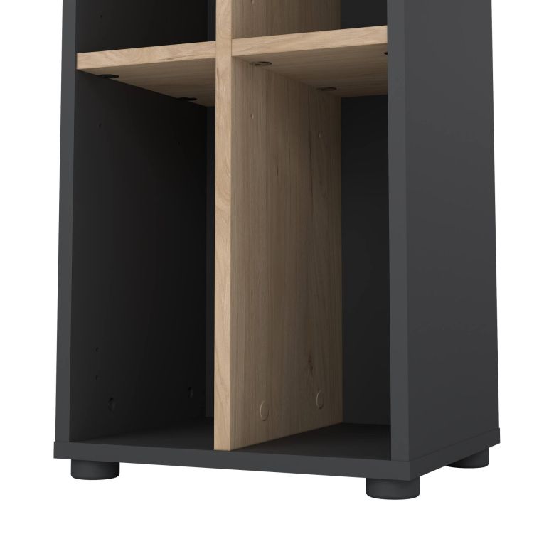 Libreria Sophie, Scaffale da ufficio, Mobile portalibri, Biblioteca, 34x41 h205 cm, Rovere e Grigio