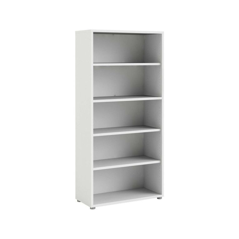 Libreria Stephane, Scaffale da ufficio, Mobile portalibri, Biblioteca, 89x40 h186 cm, Bianco