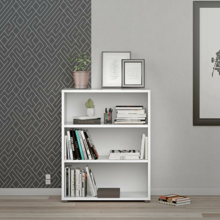 Libreria Sybille, Scaffale da ufficio, Mobile portalibri, Biblioteca, 89x40 h113 cm, Bianco