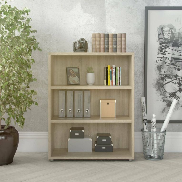 Libreria Sybille, Scaffale da ufficio, Mobile portalibri, Biblioteca, 89x40 h113 cm, Quercia