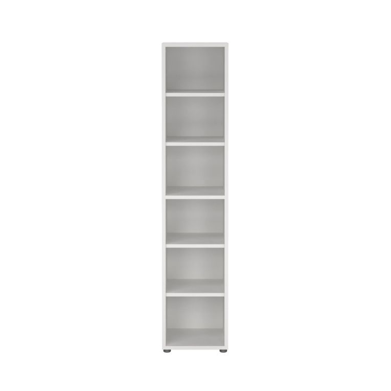 Libreria Sylvaine, Scaffale da ufficio, Mobile portalibri, Biblioteca, 40x47 h222 cm, Bianco