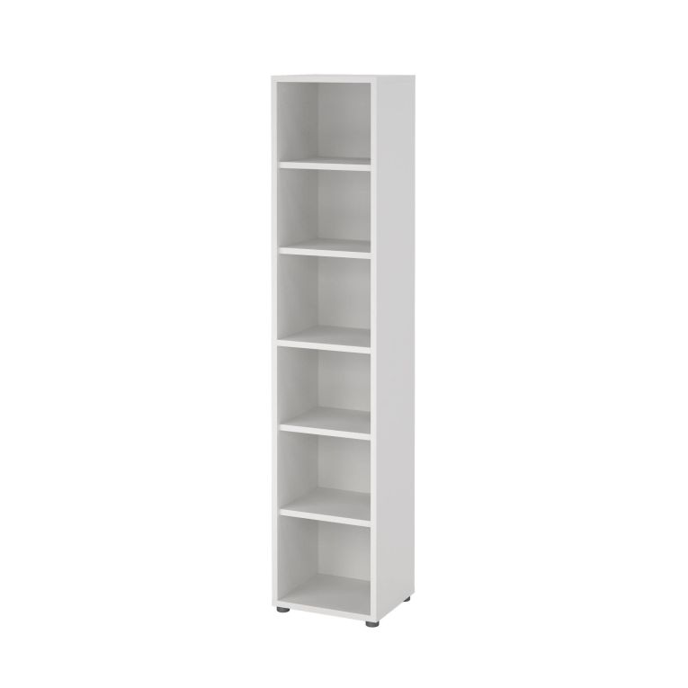 Libreria Sylvaine, Scaffale da ufficio, Mobile portalibri, Biblioteca, 40x47 h222 cm, Bianco