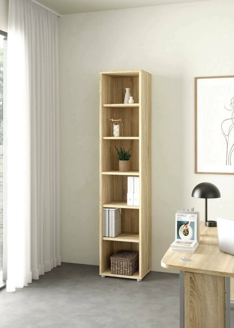Libreria Sylvaine, Scaffale da ufficio, Mobile portalibri, Biblioteca, 40x47 h222 cm, Quercia