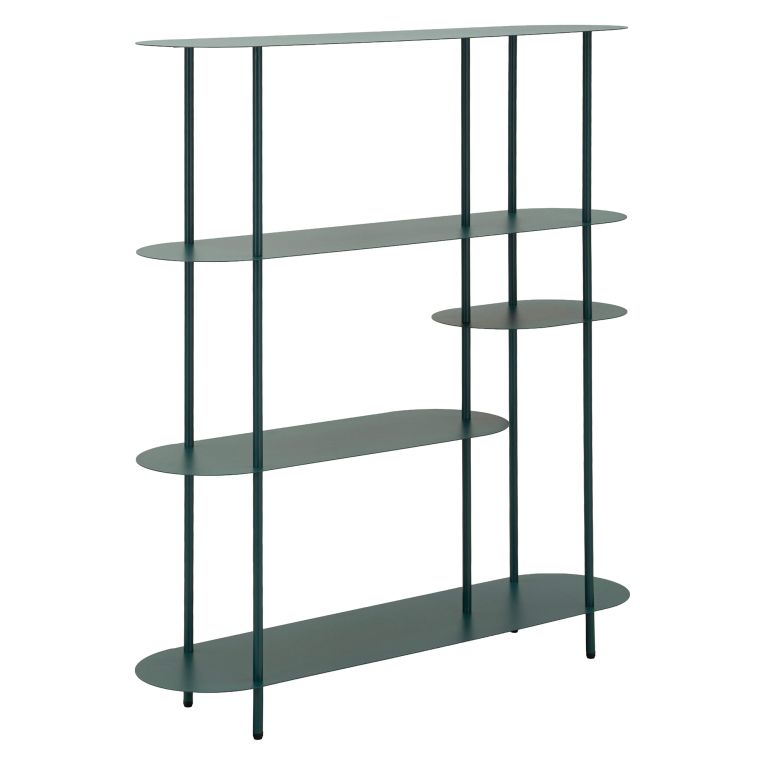 Libreria Verde Ottanio 5 Ripiani Installazione a Terra 11x40x132h cm, Utilizzabile Come Divisorio Locale - Gana
