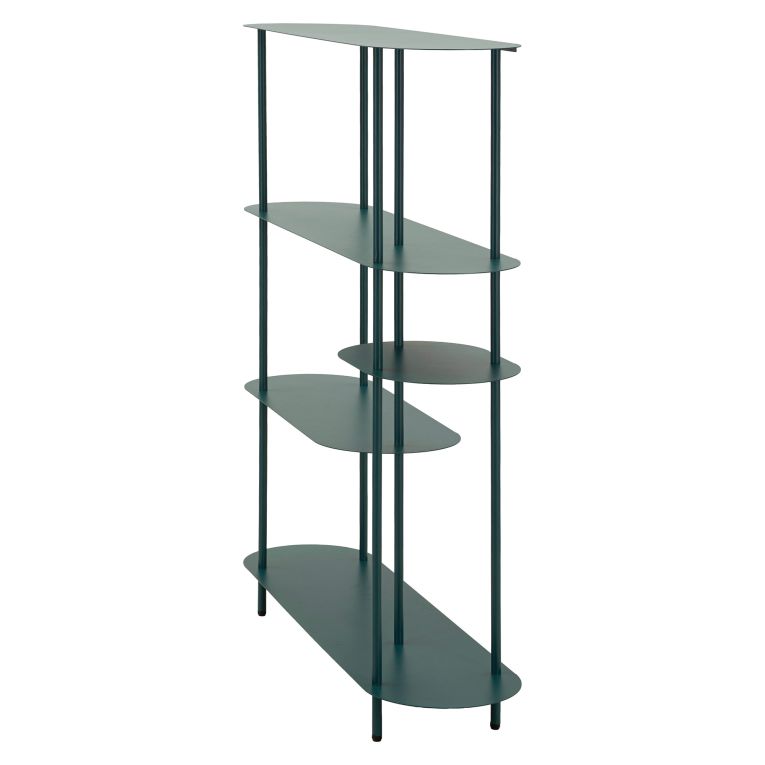 Libreria Verde Ottanio 5 Ripiani Installazione a Terra 11x40x132h cm, Utilizzabile Come Divisorio Locale - Gana
