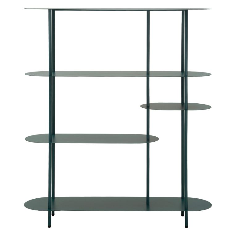 Libreria Verde Ottanio 5 Ripiani Installazione a Terra 11x40x132h cm, Utilizzabile Come Divisorio Locale - Gana